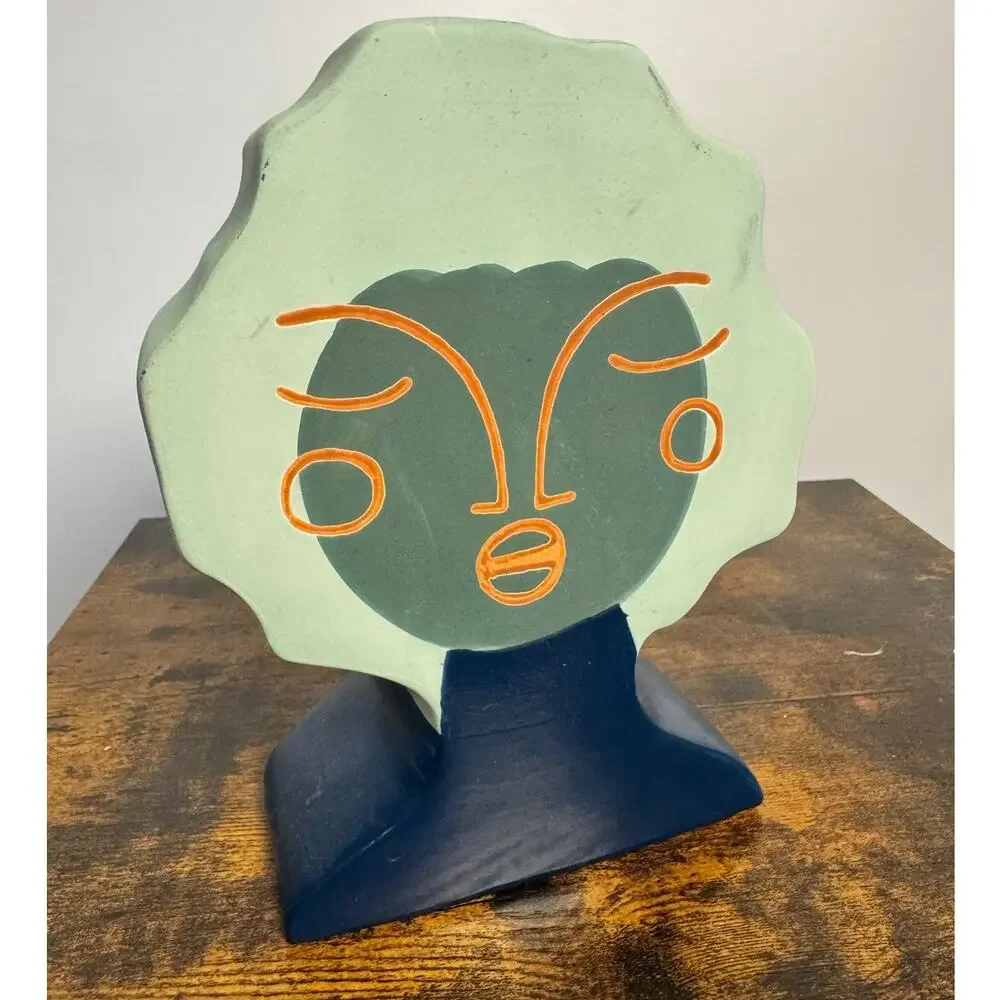 Blue Terracota Face Vase Opal House